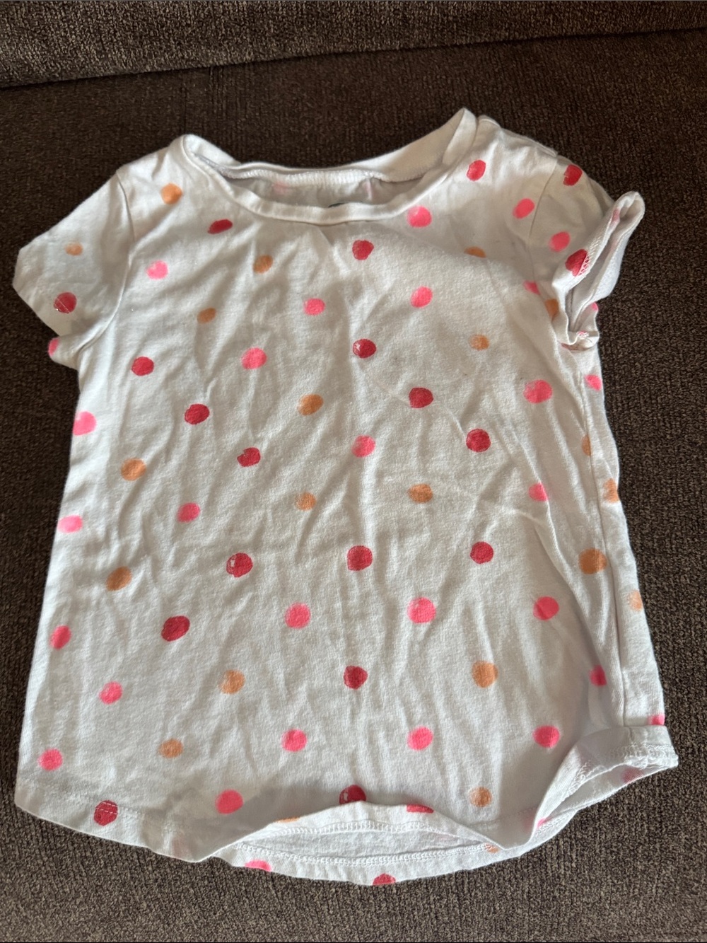 Old Navy White Short Sleeve Tee with Pink & Orange Polka Dots